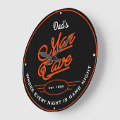 Papa's of een Man met naam Retro Oranje Red Black Grote Klok (Hoek)