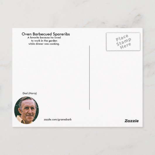 Papa's Oven Barbecue Spareribs Recipe Briefkaart (Achterkant)