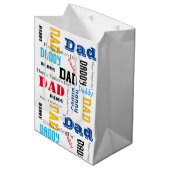 Papa's Papa Vaderdag Gift Bag Kleurrijke tekst Medium Cadeauzakje (Voorkant Gekanteld)