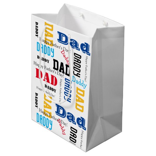 Papa's Papa Vaderdag Gift Bag Kleurrijke tekst Medium Cadeauzakje (Achterkant Gekanteld)