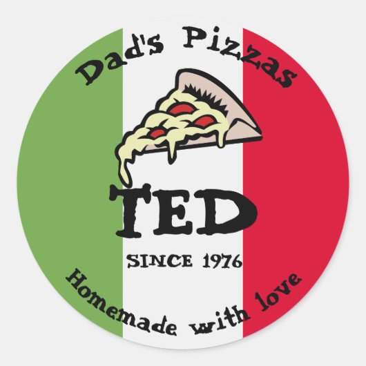 Papa's Pizzas Ronde Sticker (Voorkant)
