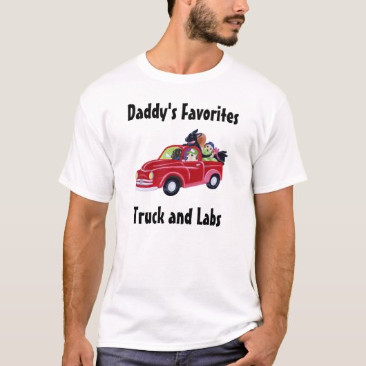 Papa's Red Truck en Labradors T-shirt (Voorkant)