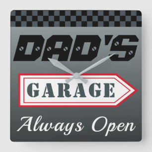 Papa's Retro Garage Teken Muur Klok Gift