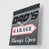 Papa's Retro Garage Teken Muur Klok Gift (Hoek)