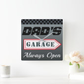 Papa's Retro Garage Teken Muur Klok Gift (Huis)