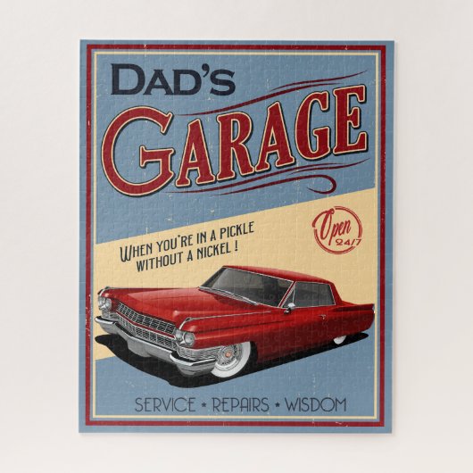 Papa's Rode Caddy Garage uit 1964 Jigzaag Puzzle Legpuzzel (Verticaal)