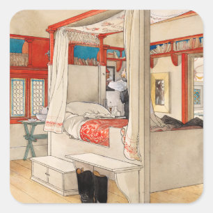 Papa's Room, 1895, door Carl Larsson Vierkante Sticker