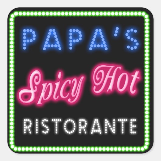 Papa's Spicy Hot Ristorante ID235 Vierkante Sticker (Voorkant)