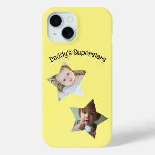 Papa's Superstars gepersonaliseerde twee foto teks iPhone 15 Case