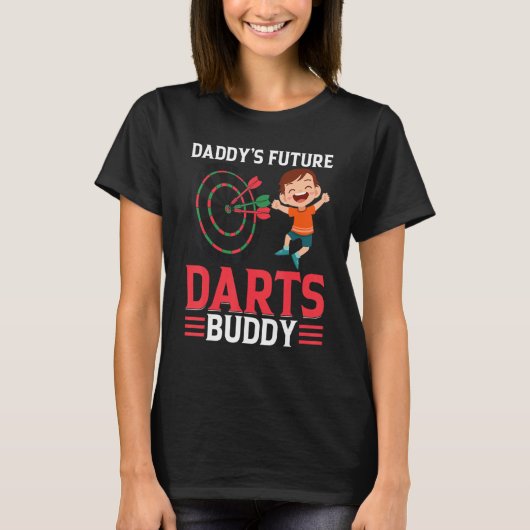 Papa's toekomstige dartsvriend Darts Speler Jonge T-shirt (Voorkant)