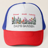 Papa's Tuin op maat gemaakte kinderen naam bloemst Trucker Pet (Voorkant)