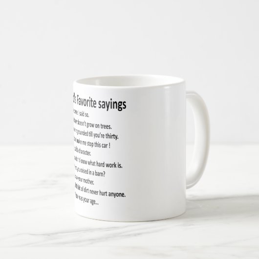 Papa's Vaderdag Favoriete Gezegden Koffiemok (Voorkant rechts)