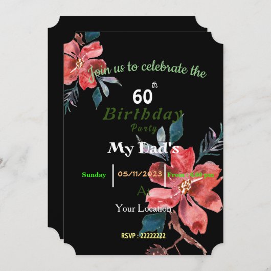 Papa's verjaardag uitnodiging (Voorkant / Achterkant)