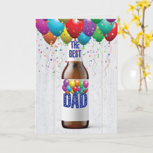 Papa's verjaardagsfeestje bierfles kaart (Gele Bloem)