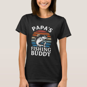 Papa's Visser Vriend Kinderen Grappig Vintage Fami T-shirt