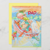 Papa's Wenskaart van de verjaardag.  Bedankkaart (Voorkant / Achterkant)