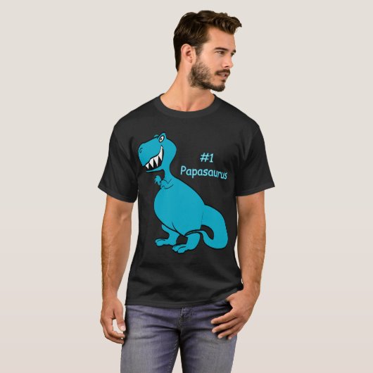 Papasaur Basic T-shirt - Donker (Voorkant volledig)