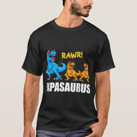 Papasaurus 2 Kinder Shirt Papa Dinosaur 2 Kinder S (Voorkant)