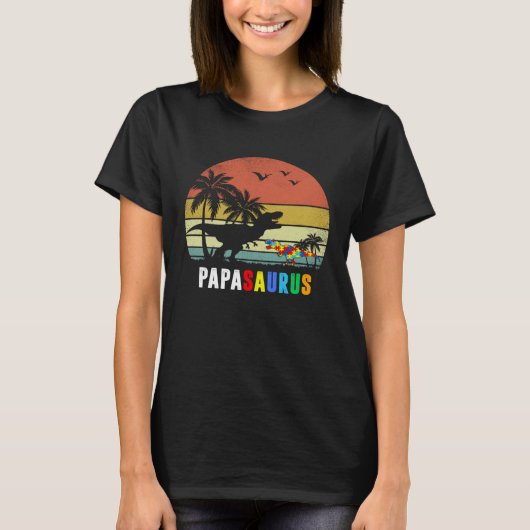 Papasaurus Autism Awareness Dad Papa Dinosaur Fath T-shirt (Voorkant)