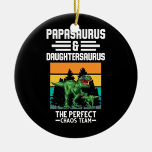 Papasaurus Daughtersaurus chaos team Dinosaur Keramisch Ornament