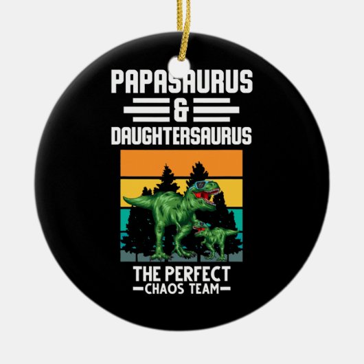 Papasaurus Daughtersaurus chaos team Dinosaur Keramisch Ornament (Voorkant)