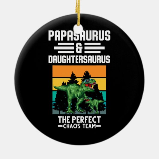 Papasaurus Daughtersaurus chaos team Dinosaur Keramisch Ornament (Achterkant)