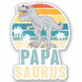 Papasaurus Dinosaur Retro Sunset Tropische pa Sticker (Voorkant)