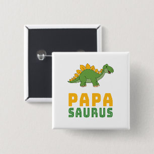 Papasaurus Dinosaur Stegosaurus Vaderdag Vierkante Button 5,1 Cm