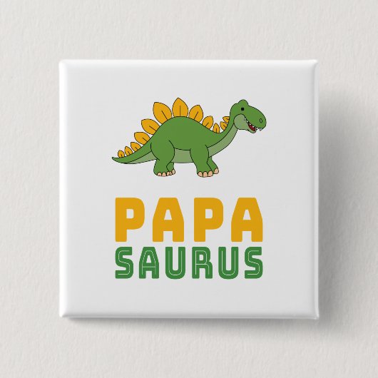 Papasaurus Dinosaur Stegosaurus Vaderdag Vierkante Button 5,1 Cm (Voorkant)