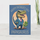Papasaurus Dinosaur Strip Vaderdag Feestdagen Kaart (Voorkant)