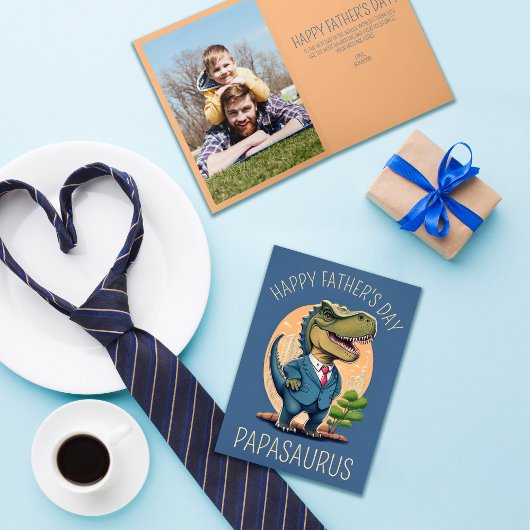 Papasaurus Dinosaur Strip Vaderdag Feestdagen Kaart