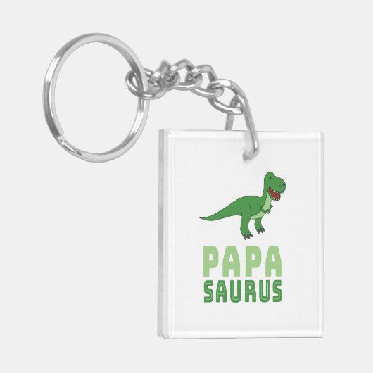 Papasaurus Dinosaur Tyrannosaurus Rex Vaderdag Sleutelhanger (Voorkant Links)