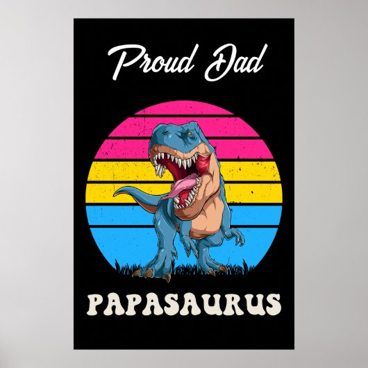 Papasaurus Grappige Dinosaurus op Pansexual Vlag Z Poster (Voorkant)