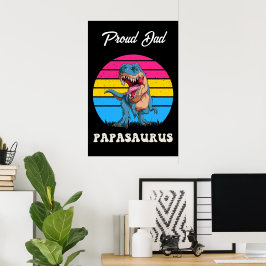 Papasaurus Grappige Dinosaurus op Pansexual Vlag Z Poster