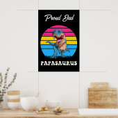 Papasaurus Grappige Dinosaurus op Pansexual Vlag Z Poster (Keuken)