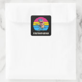 Papasaurus Grappige Dinosaurus op Pansexual Vlag Z Vierkante Sticker (Tas)