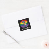 Papasaurus Grappige Dinosaurus op Rainbow Flag Zon Vierkante Sticker (Envelop)