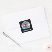 Papasaurus Grappige Dinosaurus op Trans Flag Sunse Vierkante Sticker (Envelop)