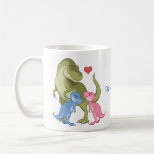 PapaSaurus Green T-Rex & Baby Girl Boy Dinosaurs Koffiemok