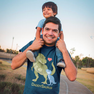 PapaSaurus Green T-Rex & Blue Baby Boy Dinosaurs T-shirt