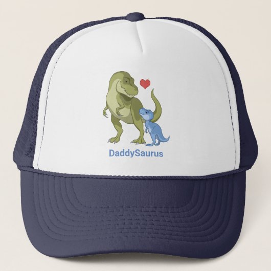 PapaSaurus Green T-Rex & Blue Baby Boy Dinosaurs Trucker Pet (Voorkant)
