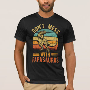 Papasaurus Retro  T Rex Papa Saurus Mannen T-shirt