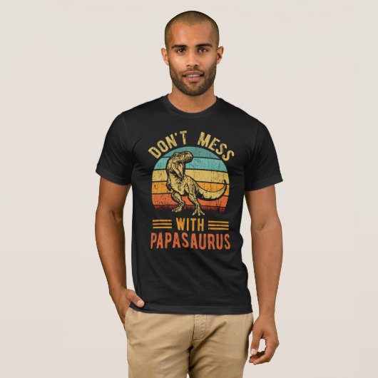 Papasaurus Retro  T Rex Papa Saurus Mannen T-shirt (Voorkant volledig)