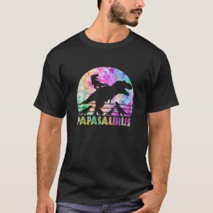 Papasaurus -  Retro Tie Dye Sunset vader O T-shirt
