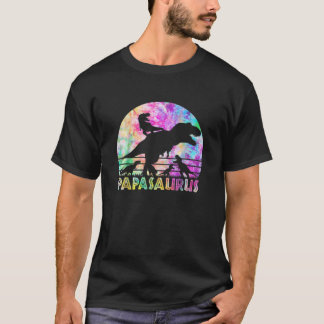 Papasaurus -  Retro Tie Dye Sunset vader O T-shirt