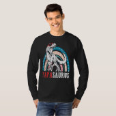 Papasaurus Rex Dinosaur Papa Saurus Rainbow vader T-shirt (Voorkant volledig)