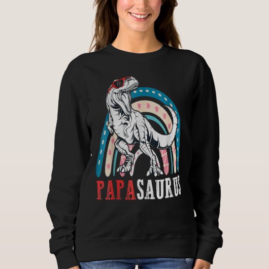 Papasaurus Rex Dinosaur Papa Saurus Rainbow vader Trui (Voorkant)