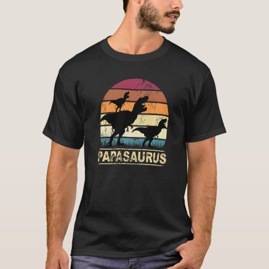 Papasaurus Rex Dinosaur Pyjama Dino Tweeling Vader T-shirt (Voorkant)