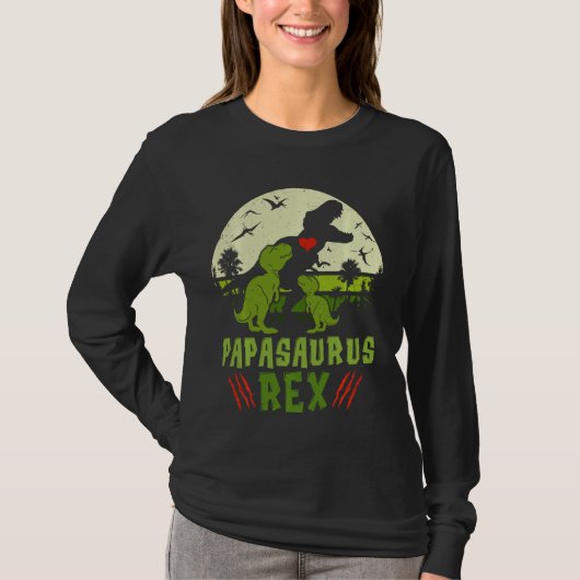 Papasaurus Rex T Rex Dinosaur Funny Vaderdag T-shirt (Voorkant)