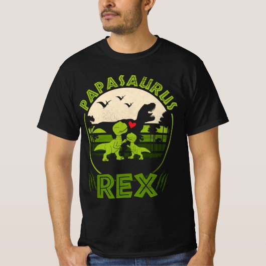 Papasaurus Rex Vaderdag Birthday Funny Cool T-shirt (Voorkant)